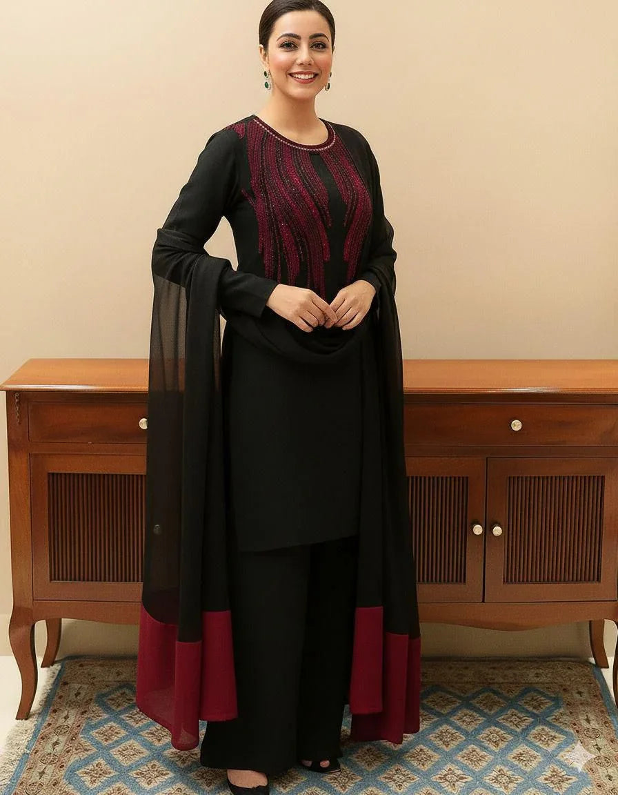 Silk Digital Embroidered Neck 7017