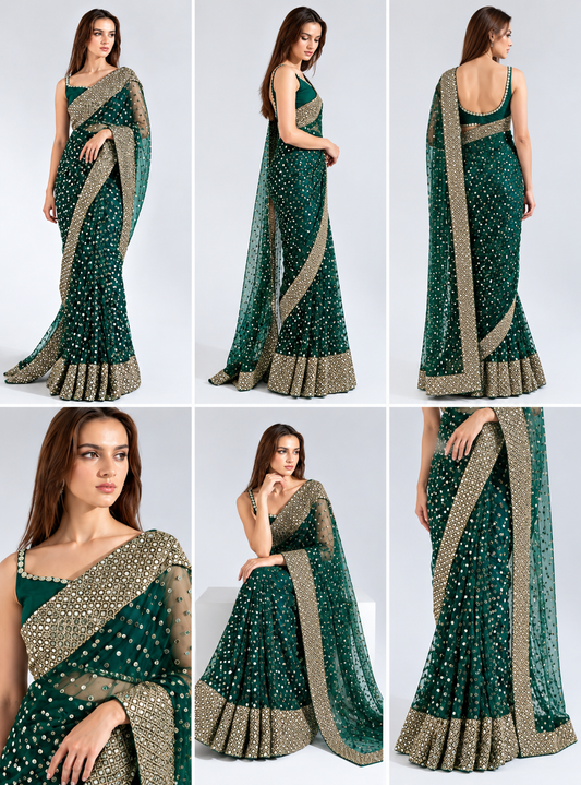 New Embroidered Original Fendi Silk Saree SR 5036-2
