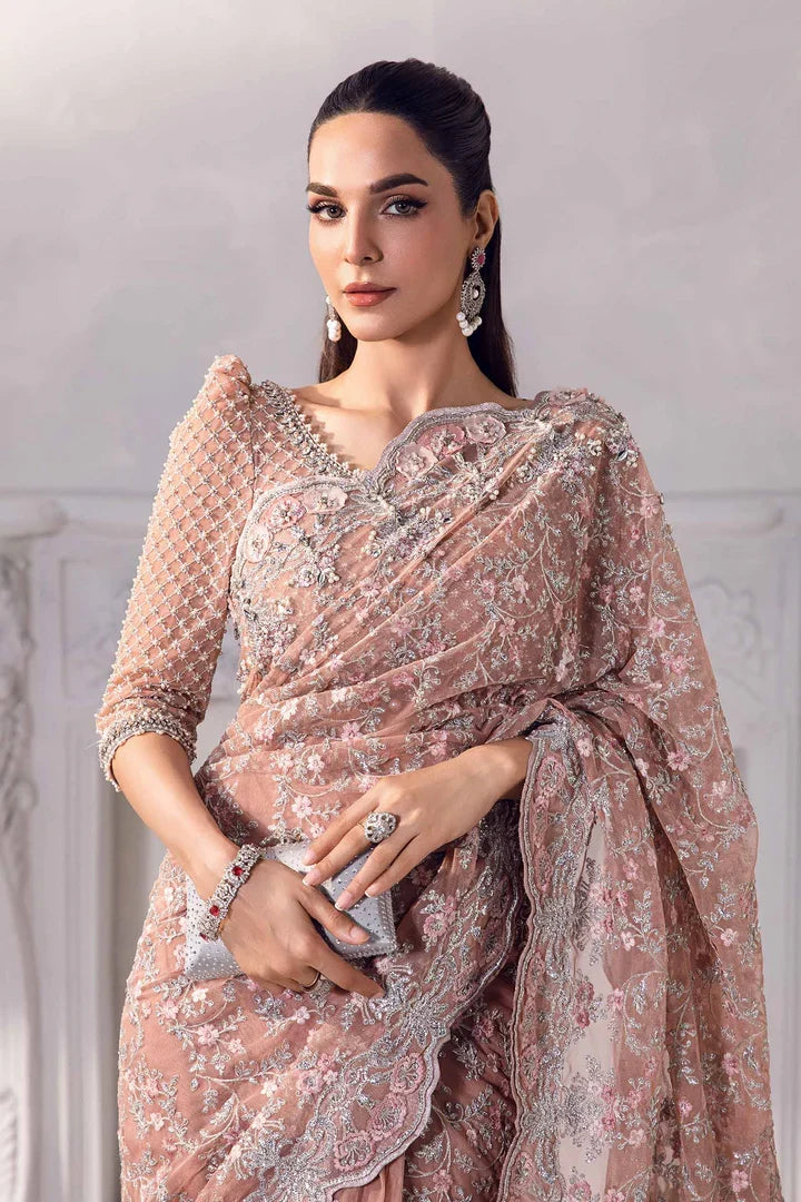 Maria B Couture Peach Saree Collection SR 5014