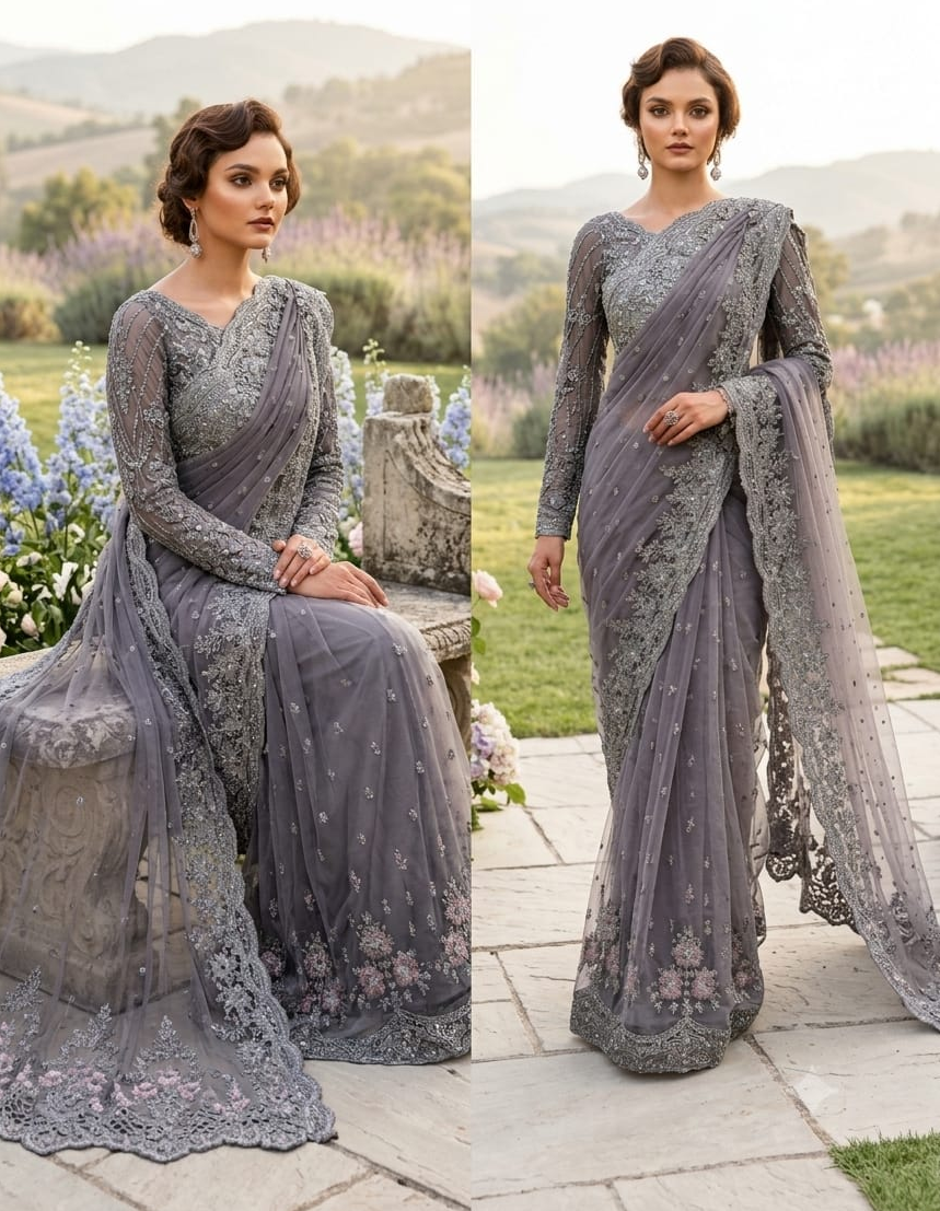 Maria B Embroidered Saree SR 5035a