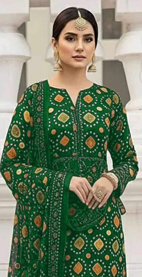 Aneelas Chunri Lawn Dress Green LS 8021