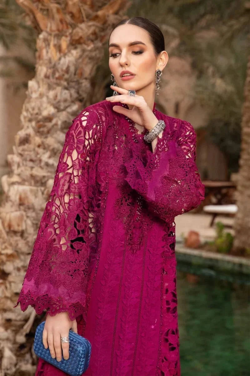 Maria B New Mehroon 3d Work Luxury Premium Chikankari SK 7012