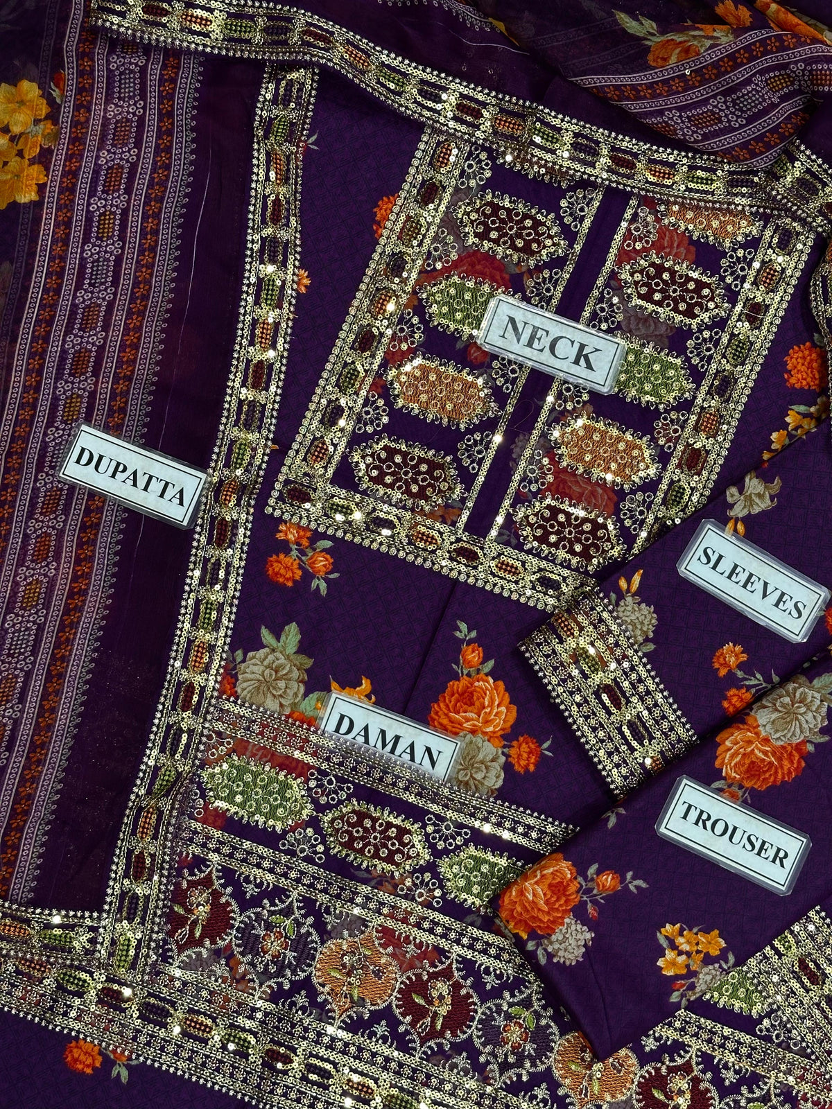 Aneela's Collection Lawn Purple LS 8023