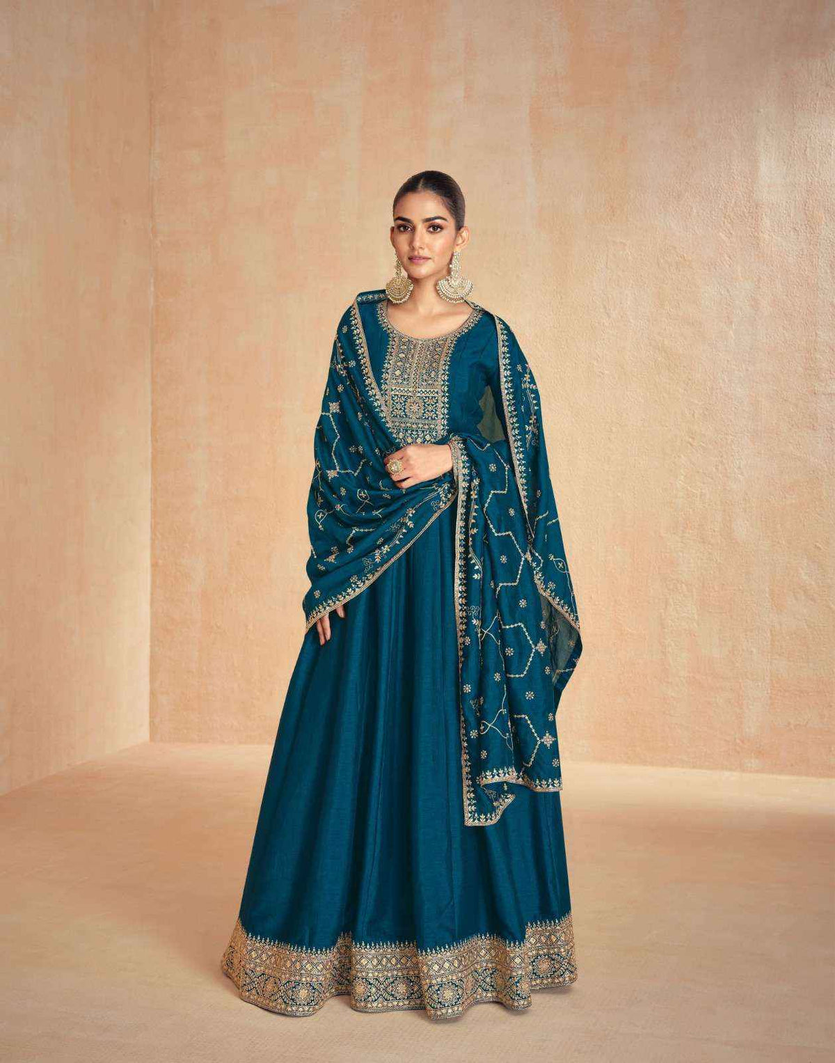 Indian Style Embroidered Stitched Maxi D.No 10103