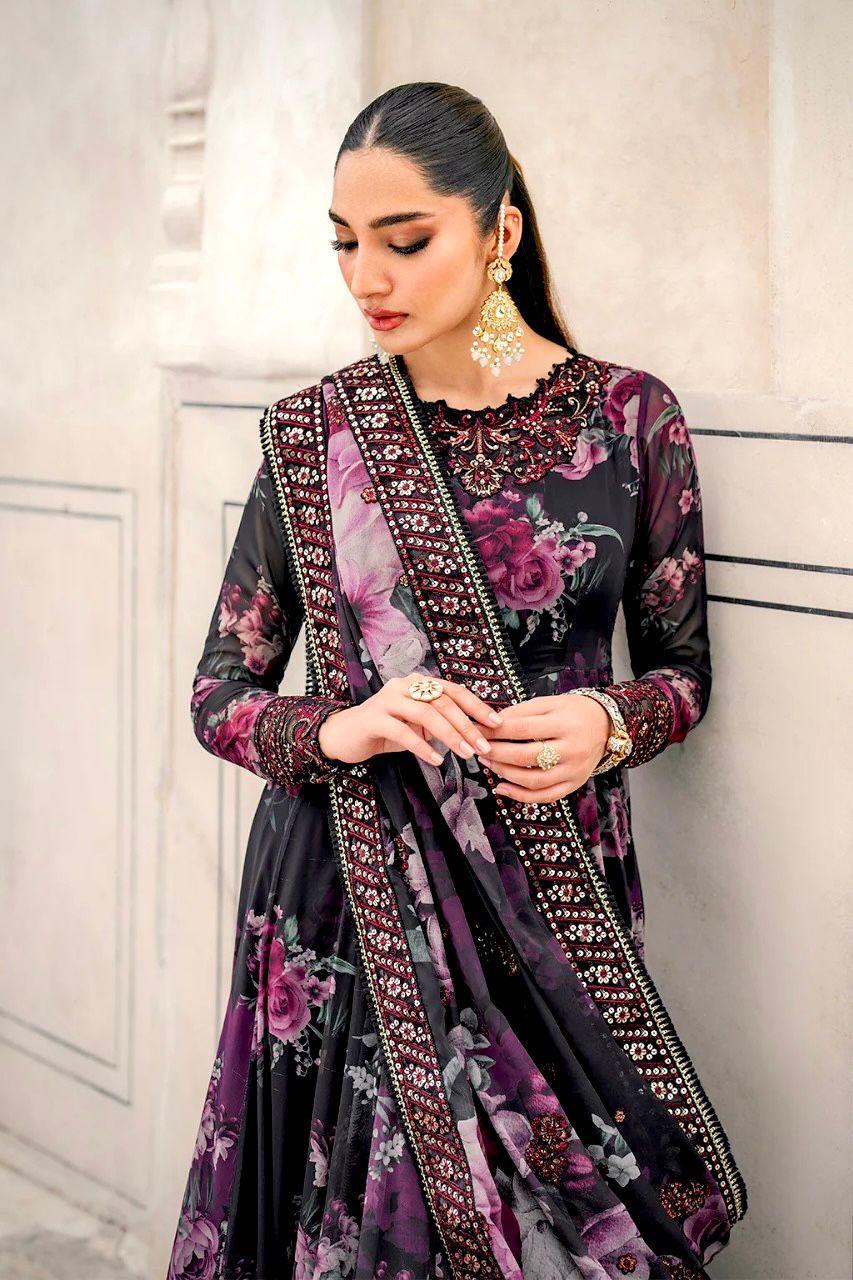 Iznik Chiffon Embroidered & Digital Print Maxi MX 6017