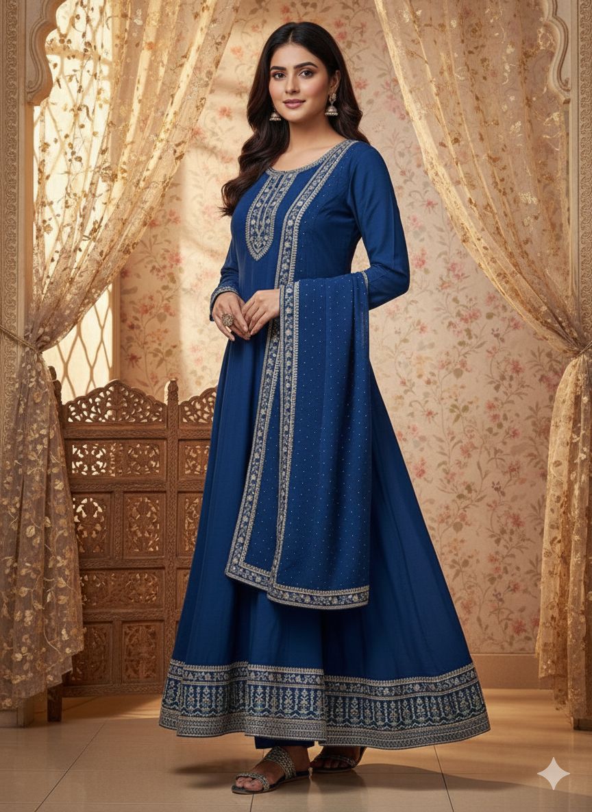 Indian Style Embroidered Maxi D.No 1302a