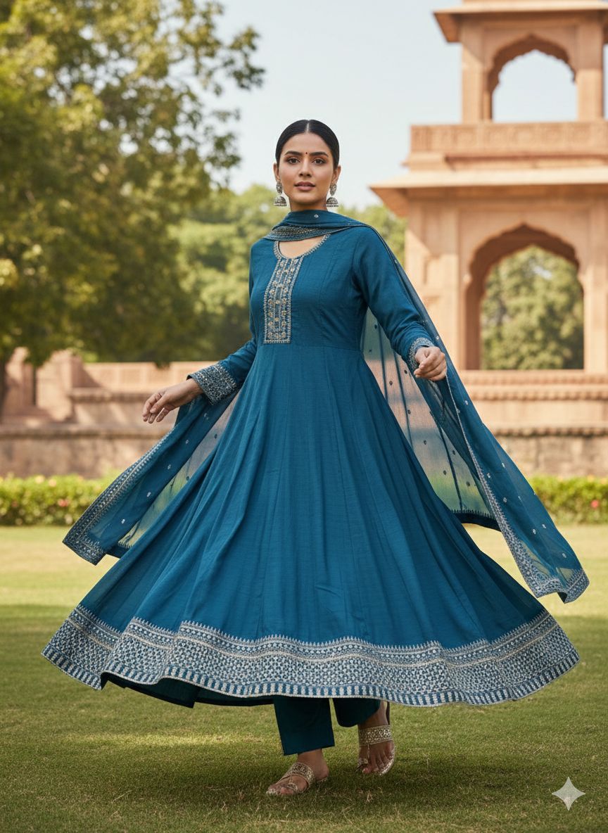 Indian Style Embroidered Maxi D.No 1301b