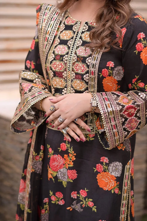 Aneelas Silk Dress Black SK 7032