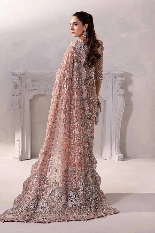 Maria B Couture Peach Saree Collection SR 5014