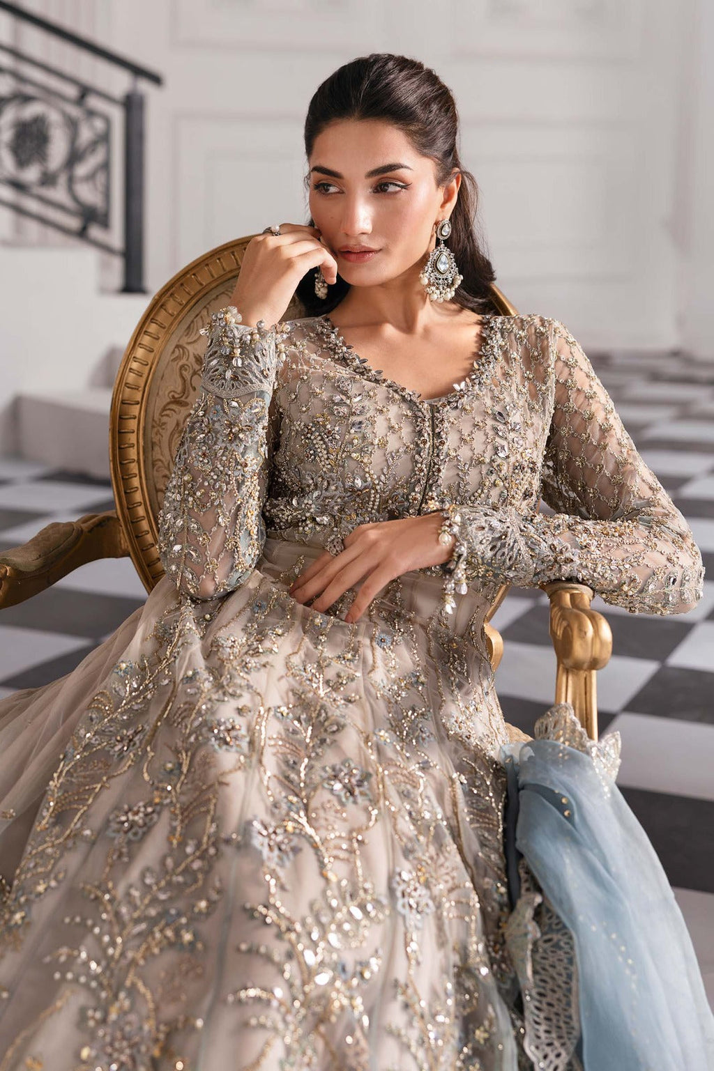 Maria.B Luxury Net Embroidered Unstitched MX 6011