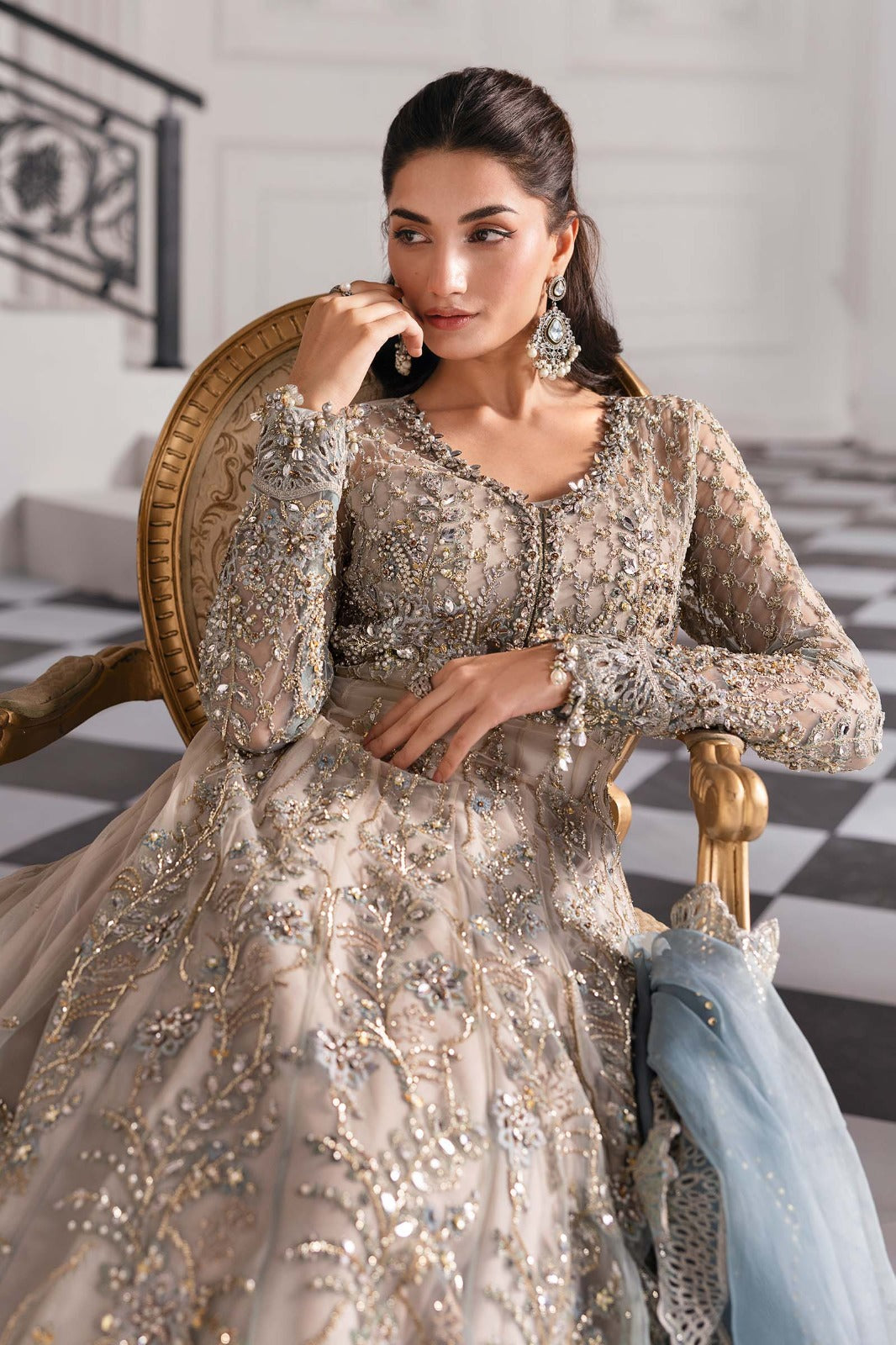 Maria.B Luxury Net Embroidered Unstitched MX 6011