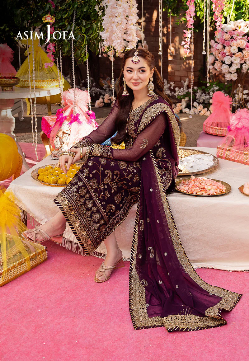 Asim Jofa Chiffon Embroidered Dress With Chiffon Dupatta SK 7040