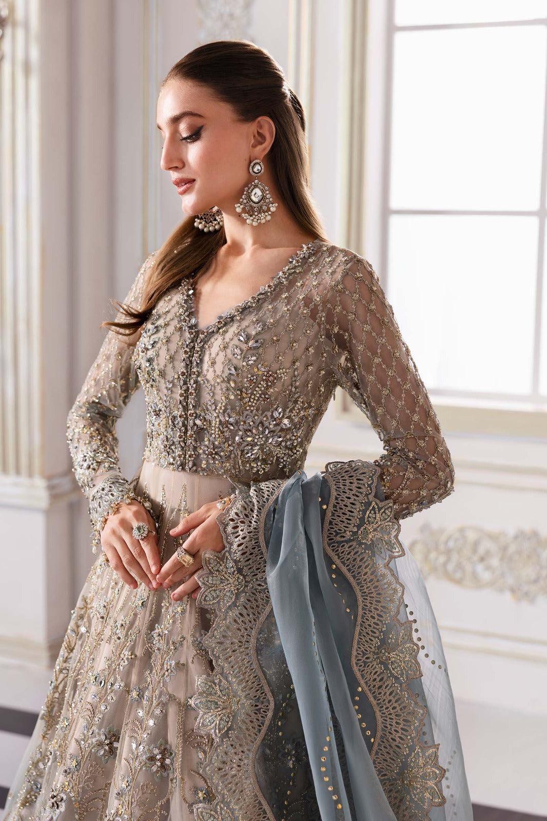 Maria.B Luxury Net Embroidered Unstitched MX 6011