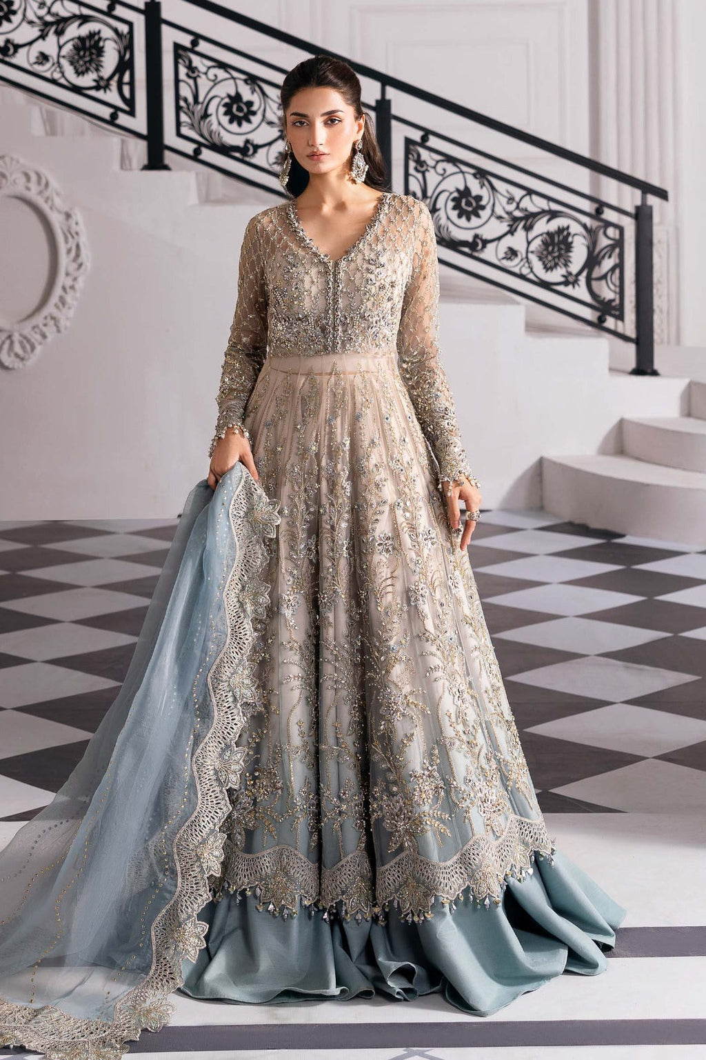 Maria.B Luxury Net Embroidered Unstitched MX 6011