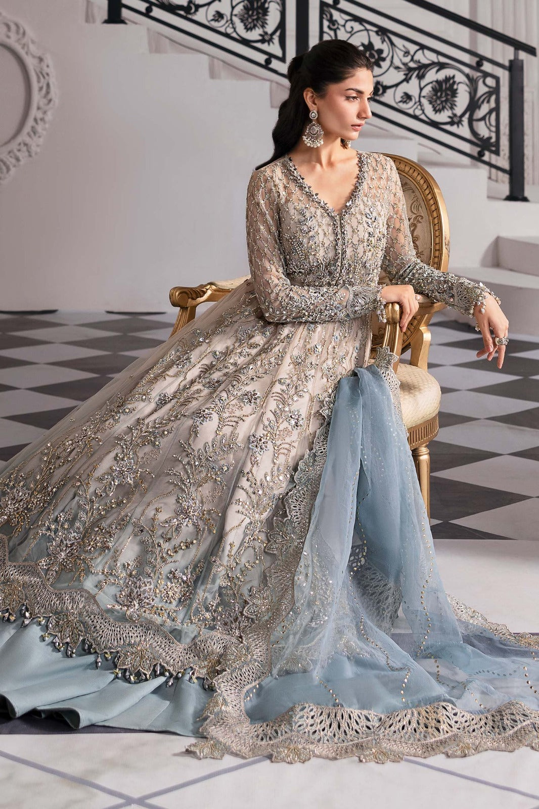 Maria.B Luxury Net Embroidered Unstitched MX 6011