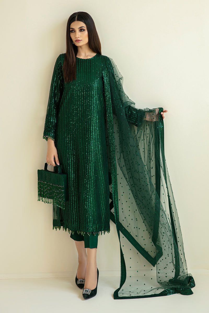 Baroque Exclusive Chiffon Dress SK 7098 Green