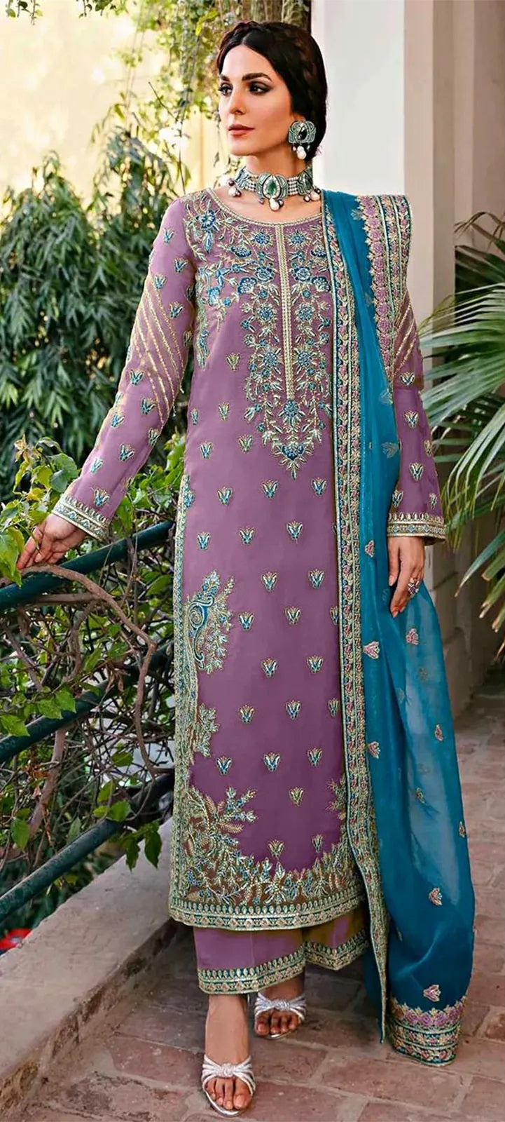 Akbar Aslam Davina Organza Embroidered SK 7050p – Areeba Exclusive