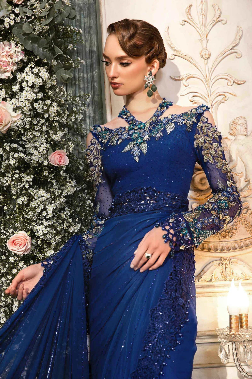 Maria.B Mbroidered Saree Luxury Formal Collection SR 5015