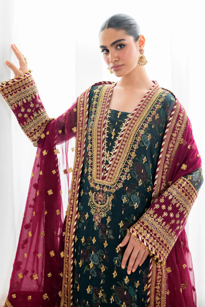 Baroque Luxury Chiffon Embroidered Dress SK 7055