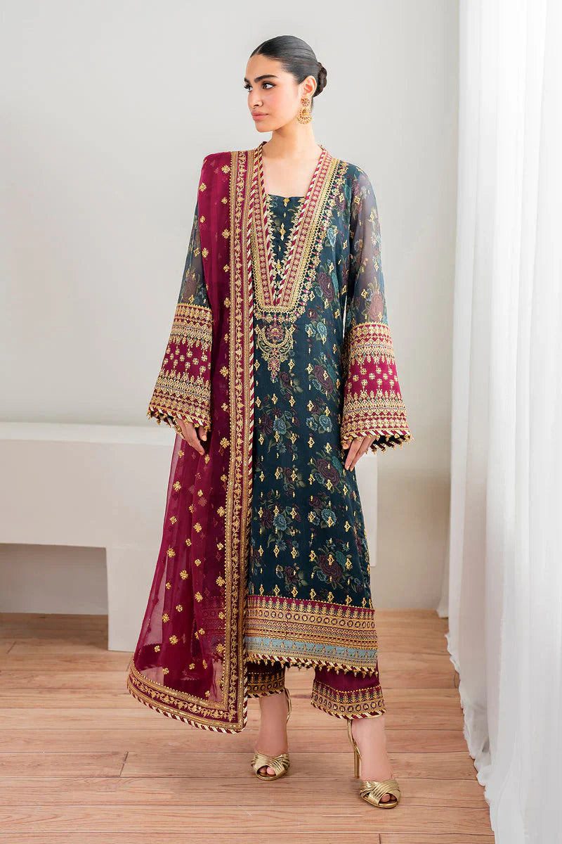 Baroque Luxury Chiffon Embroidered Dress SK 7055