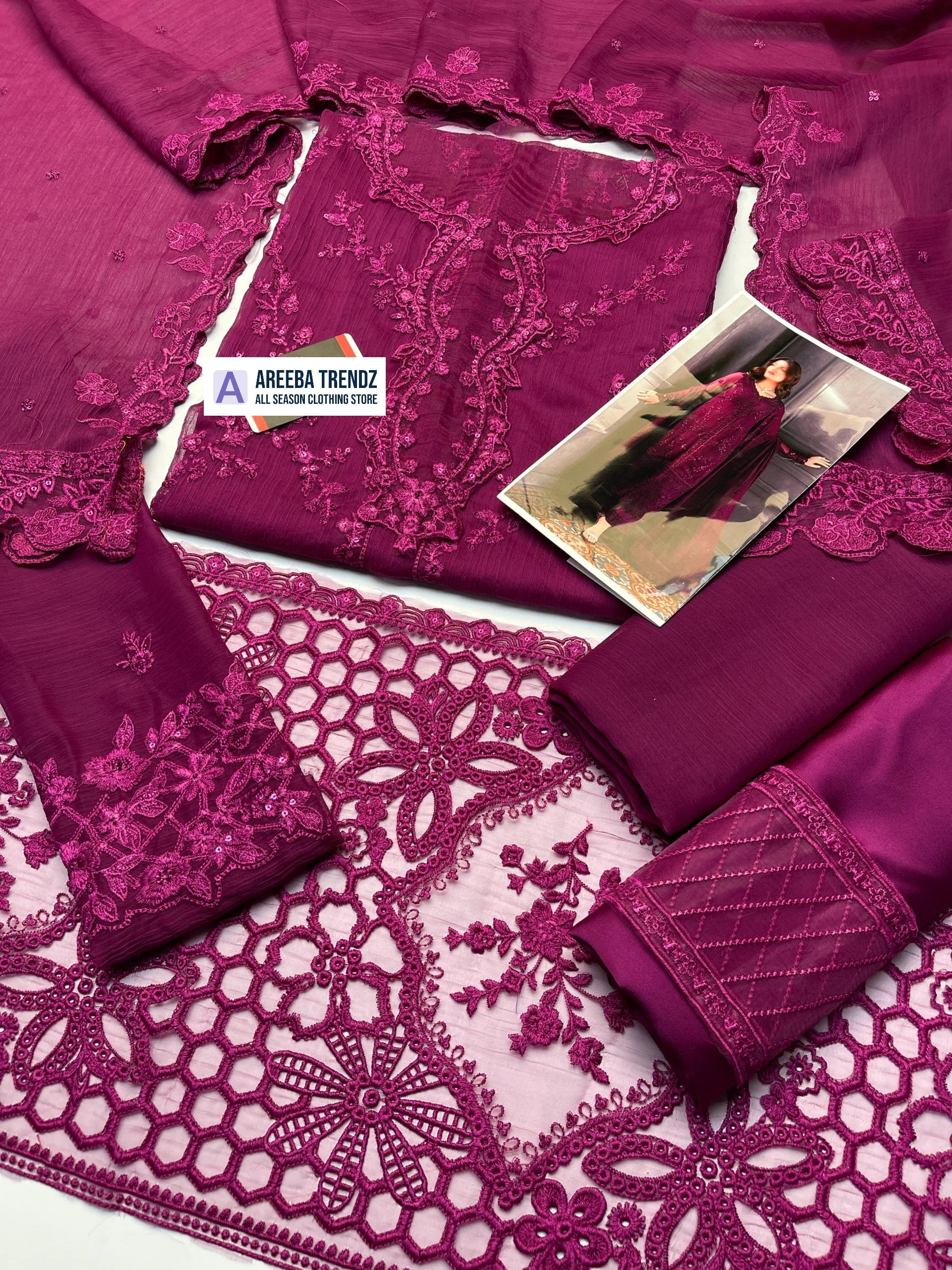 Azure Chiffon Formal Dress With Chiffon Dupatta SK 70