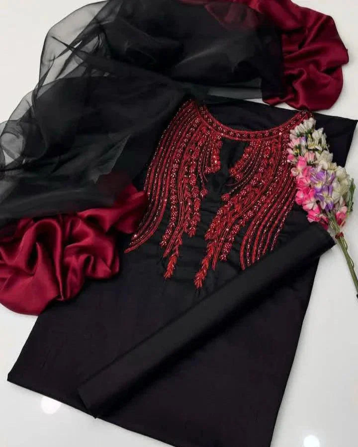Silk Digital Embroidered Neck 7017