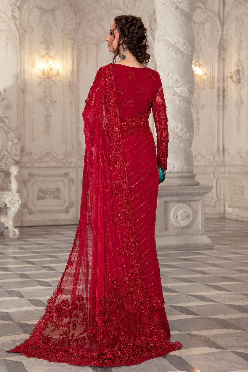 Maria B Soft Net Embroidery Saree Red SR 5021